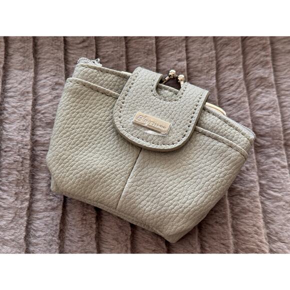 Unused Gray Mini Japanese Wallet with Kiss-Lock Gamaguchi Purse & Zip Pocket - Picture 3 of 7